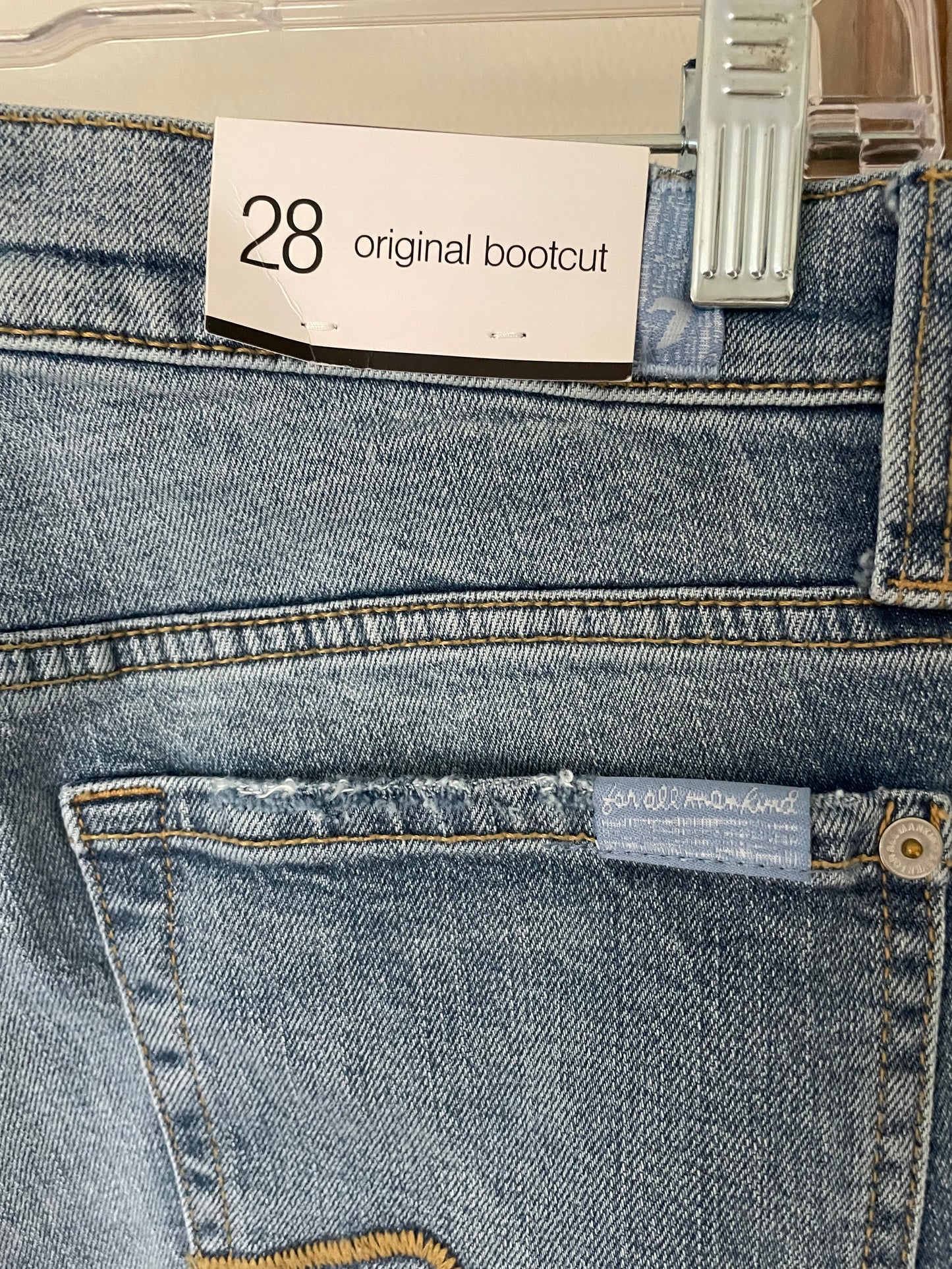 7 For All Mankind Original Bootcut Low-Rise Jeans Size 28