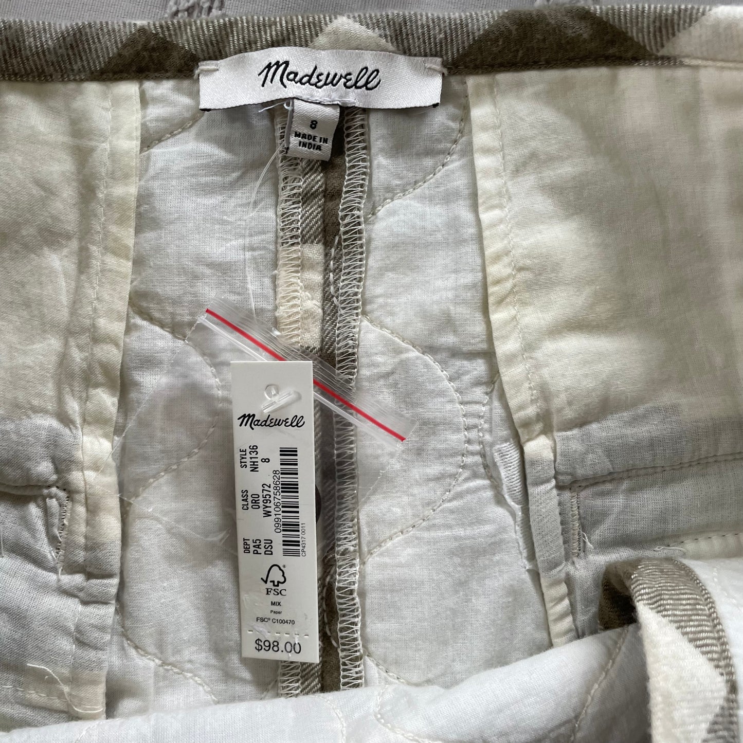 Madewell Quilted Flannel Skirt Size 8