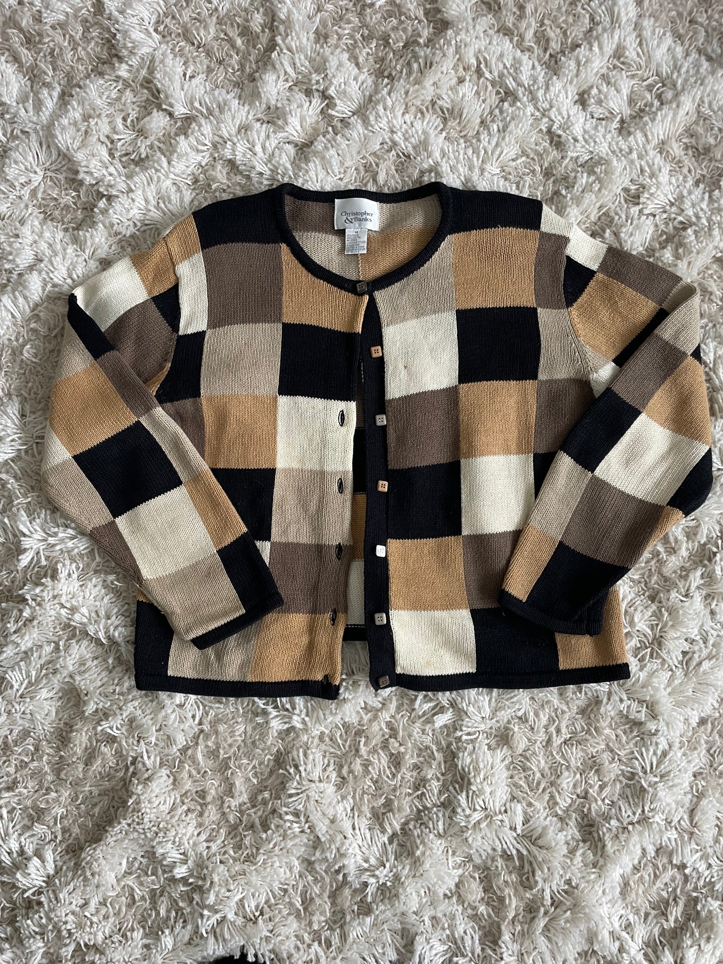 Christopher & Banks Vintage Checkered Cardigan Size Medium