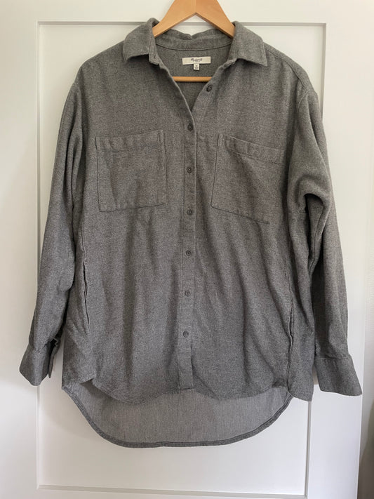 Madewell Gray Sunday Button Down Flannel Size Medium