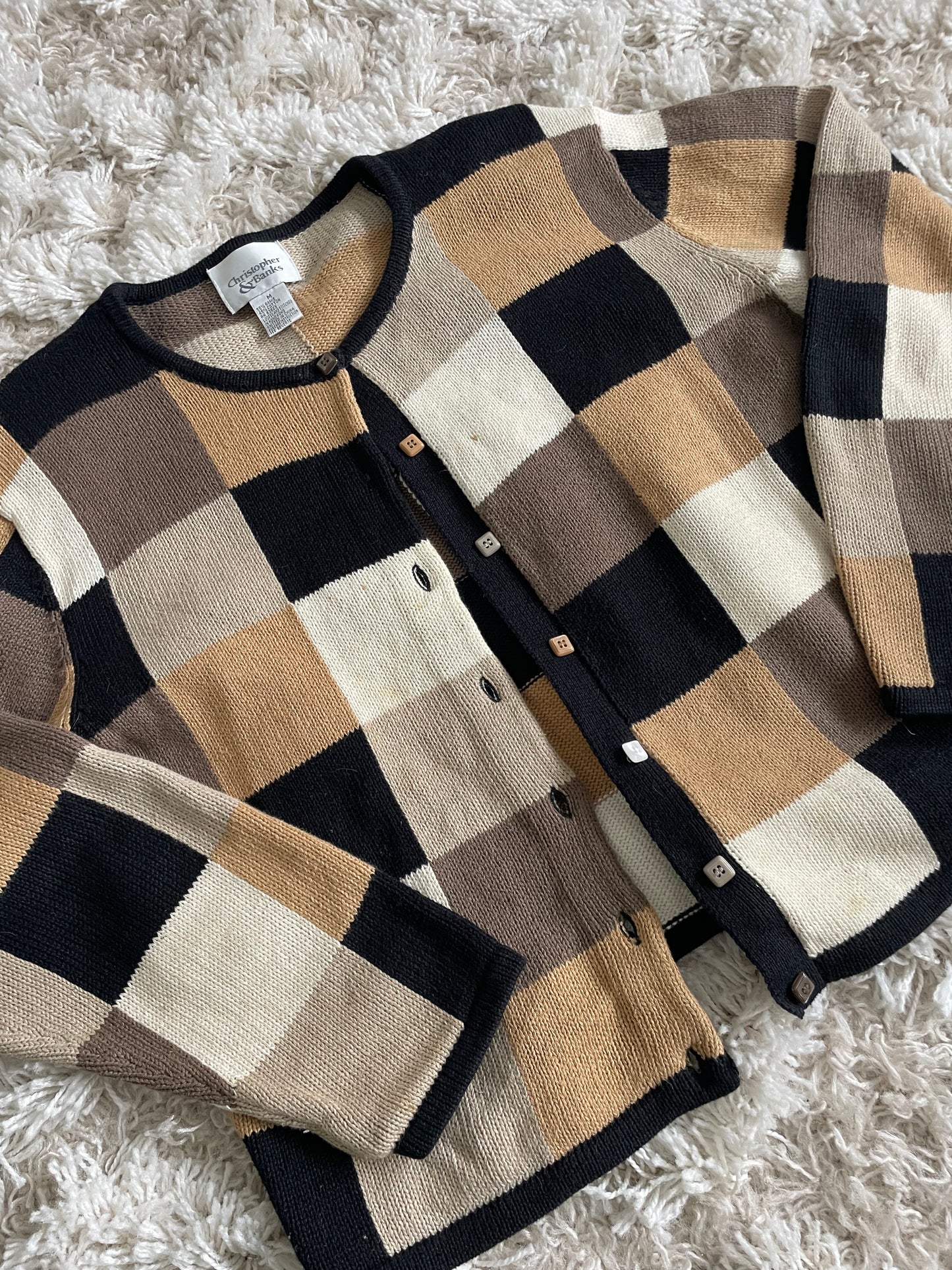 Christopher & Banks Vintage Checkered Cardigan Size Medium