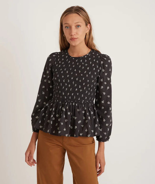 Marine Layer Gabrielle Smocked Top Size Medium