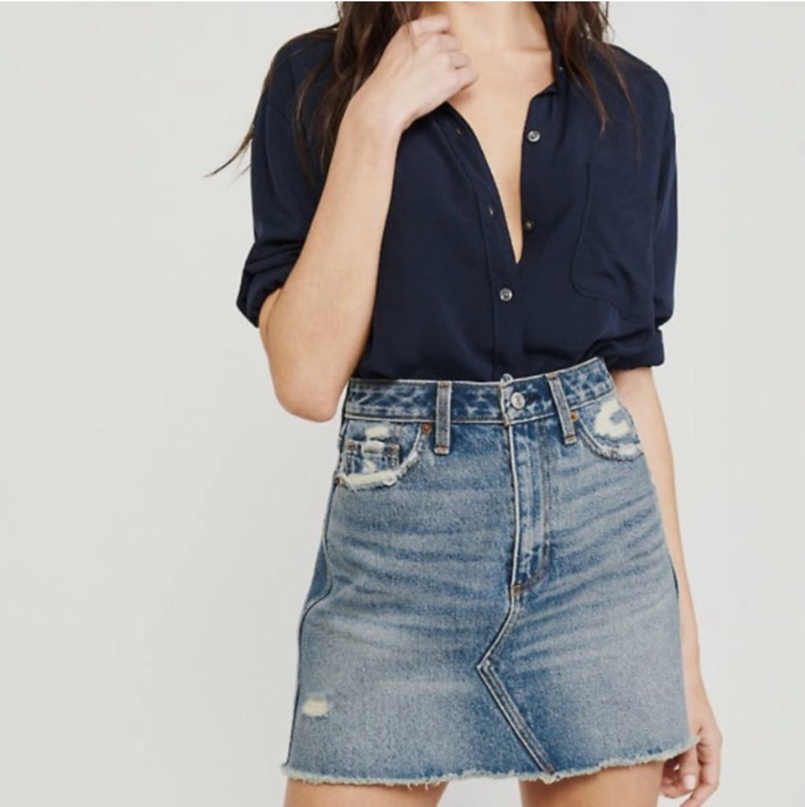 Abercrombie & Fitch Zoe Natural Rise Vintage A-Line Denim Skirt Size 28/6