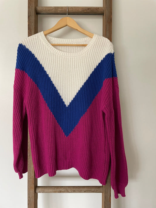 Vintage Color Block Sweater Size Medium
