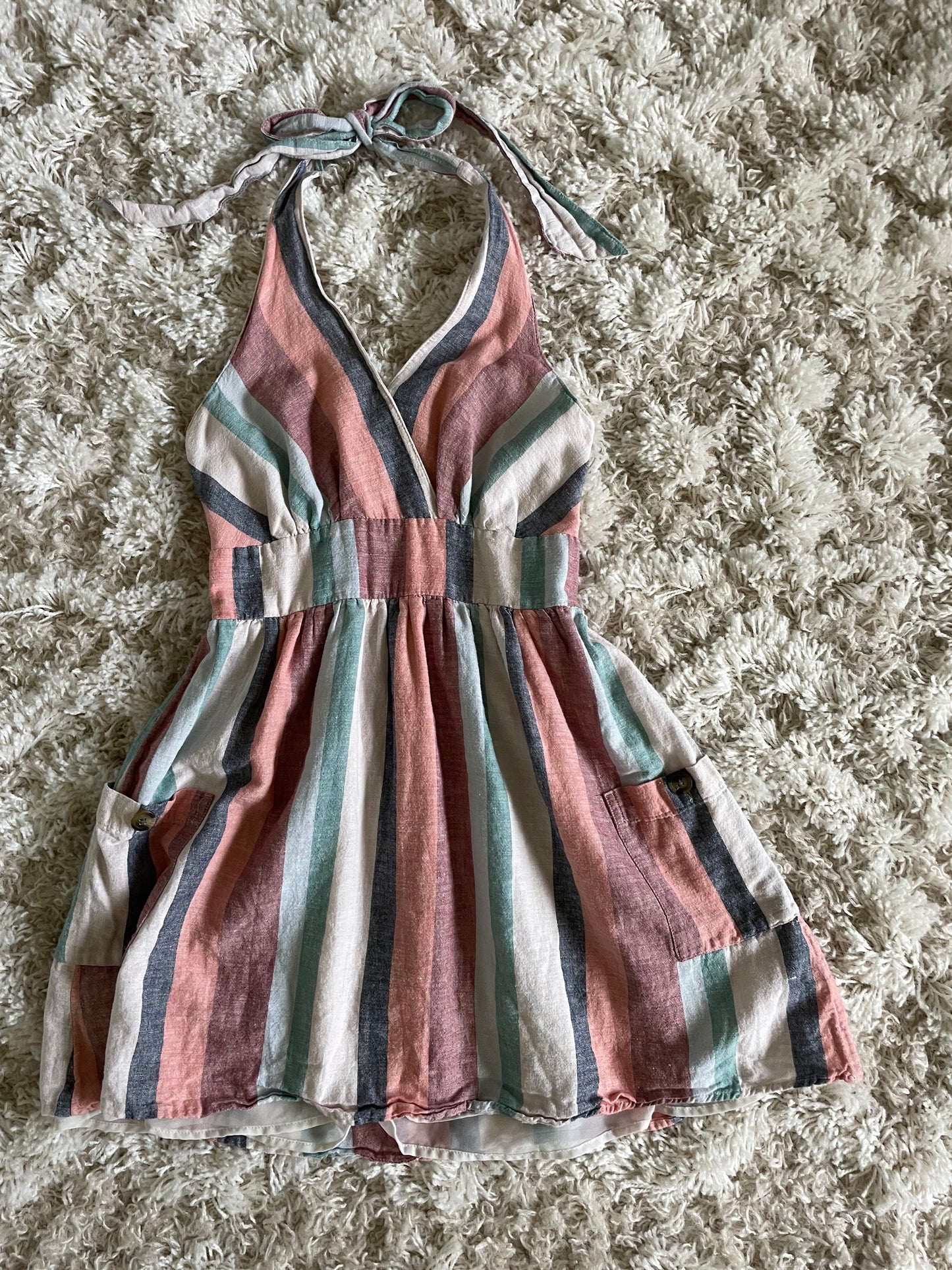 American Eagle Serape Striped Halter Dress Size Small