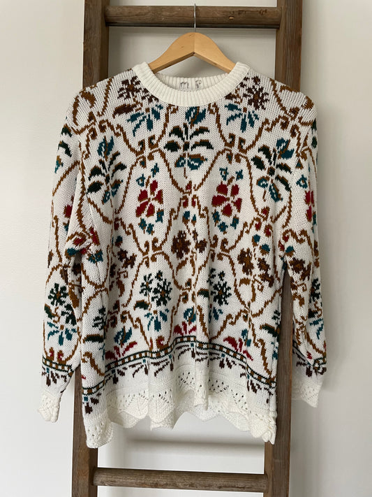 Vintage Scalloped Hem Sweater Size Small