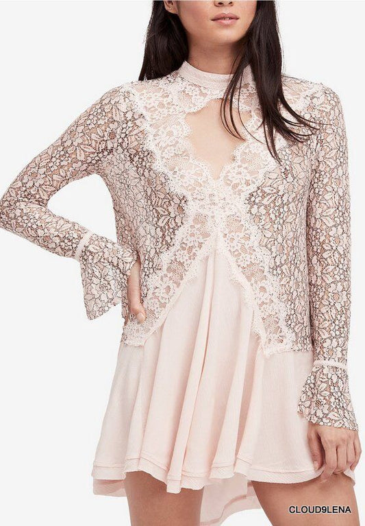 Free People Tell Tale Heart Tunic in Pearl Size Large