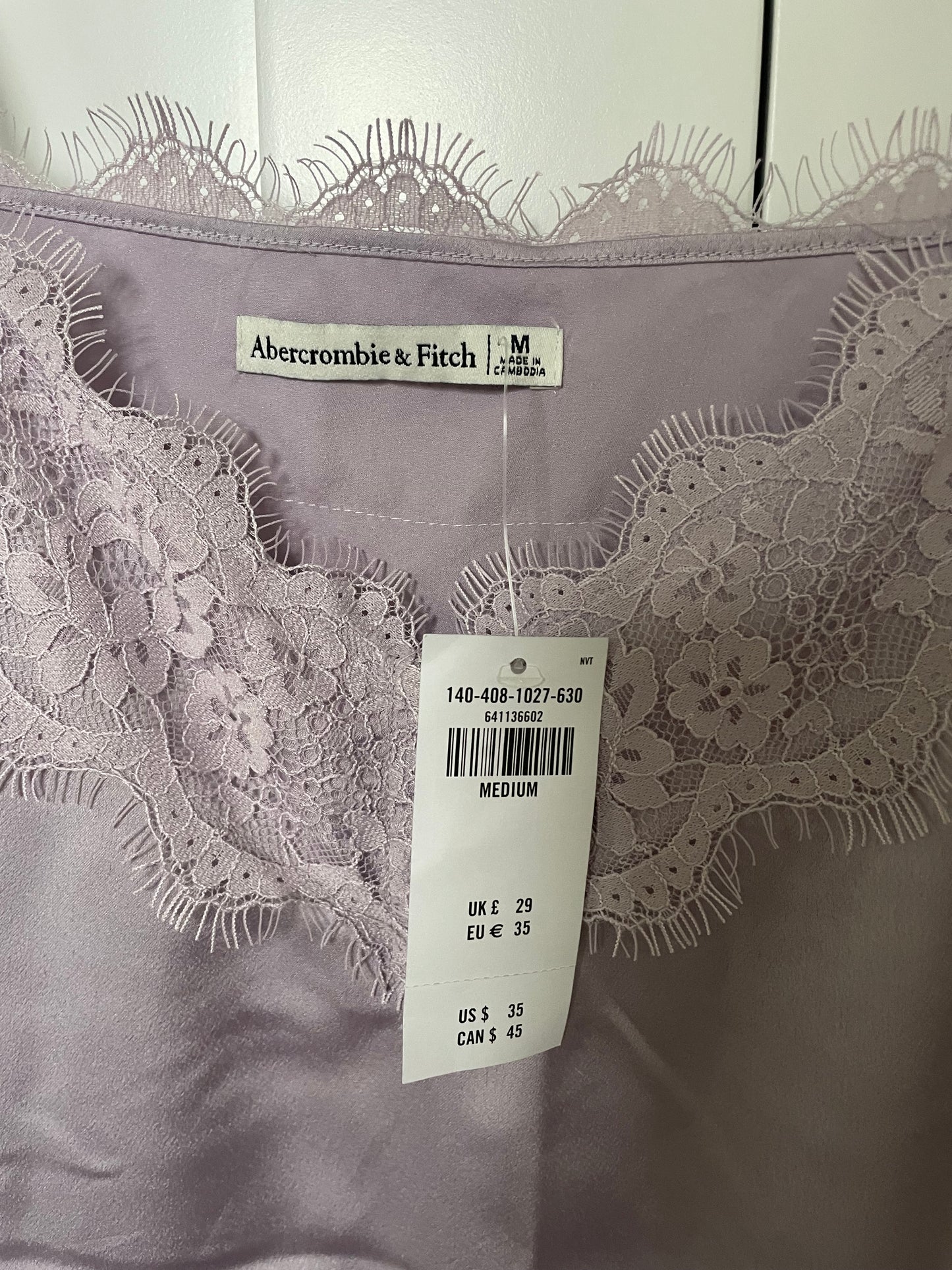 Abercrombie & Fitch Satin Cami in Lavender Size Medium