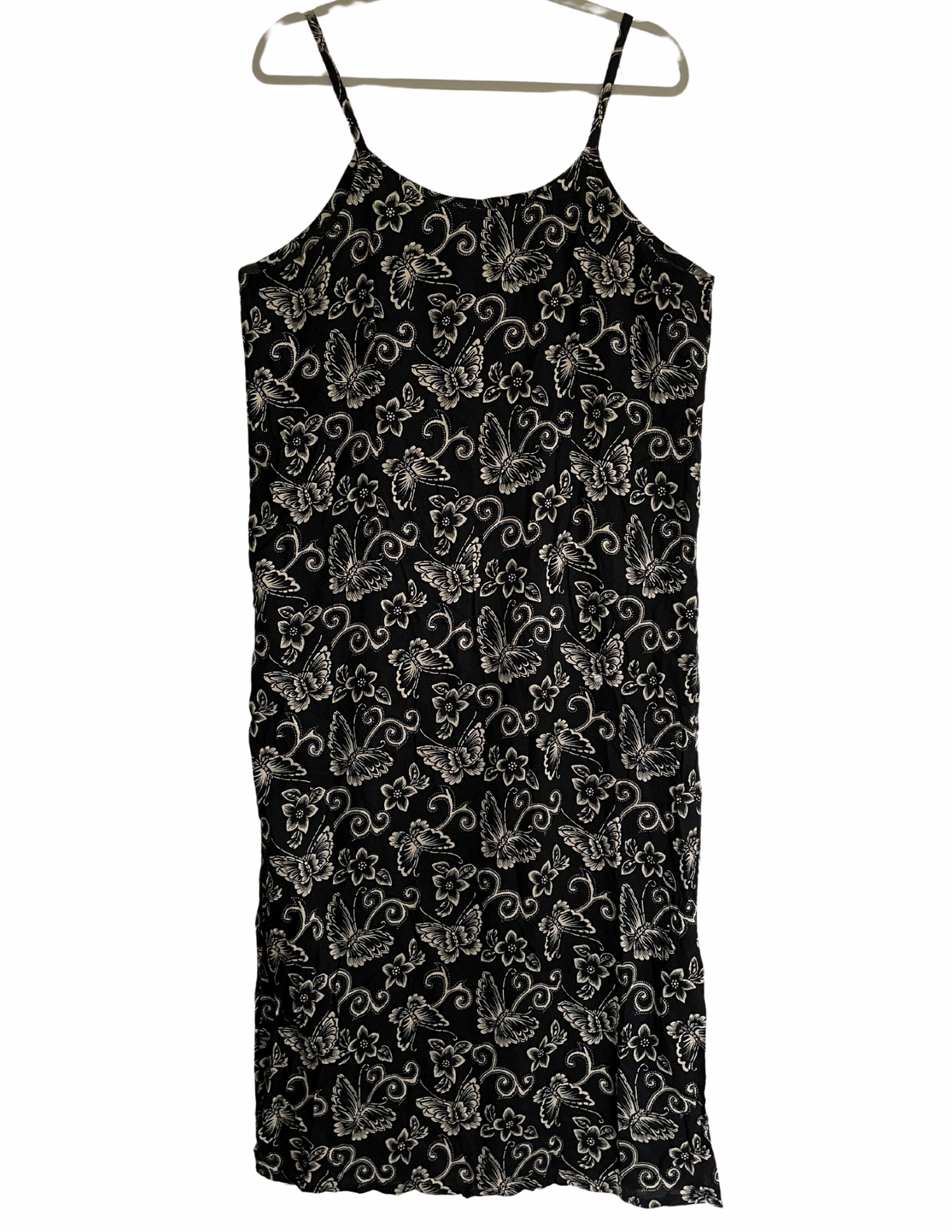 Island Imports Black Butterfly Print Midi Dress Size L/XL