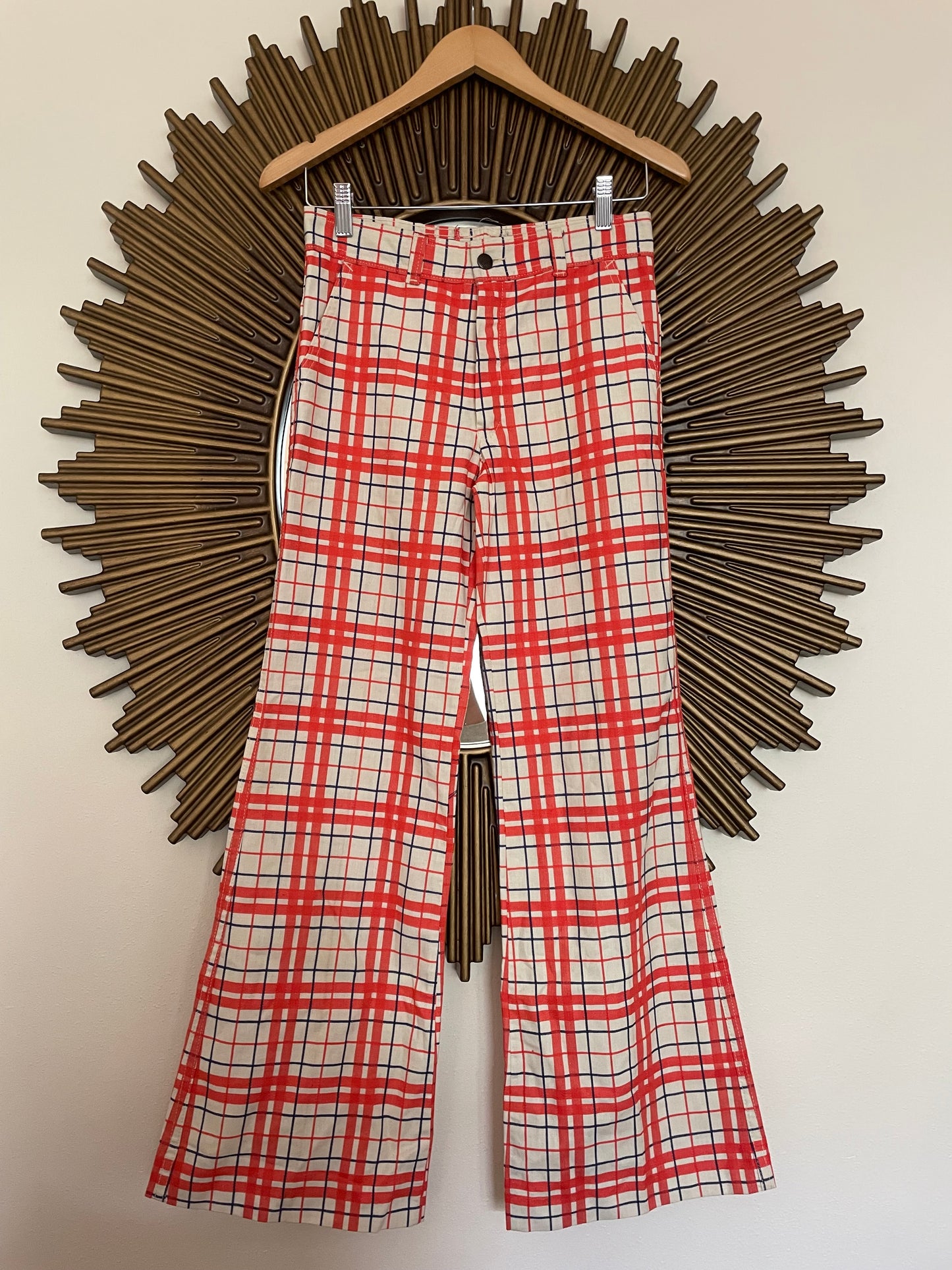 Vintage Plaid High Rise Flare Pants Size 26