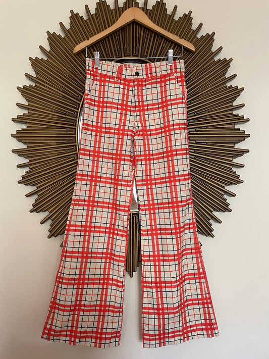 Vintage Plaid High Rise Flare Pants Size 26