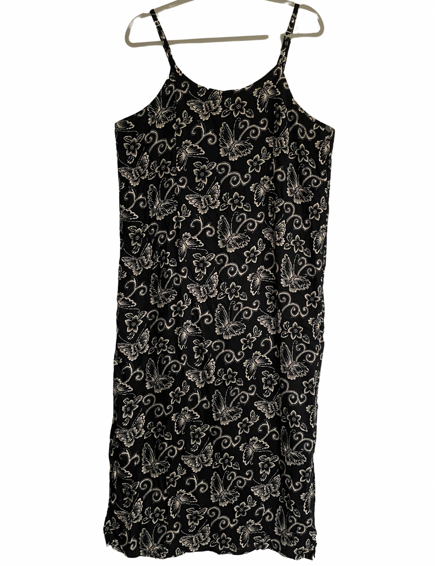 Island Imports Black Butterfly Print Midi Dress Size L/XL